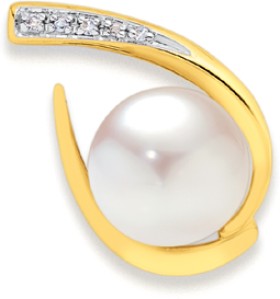 9ct-Gold-Cultured-Freshwater-Pearl-Diamond-Slider-Pendant on sale