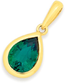 9ct-Gold-Created-Emerald-Pendant on sale