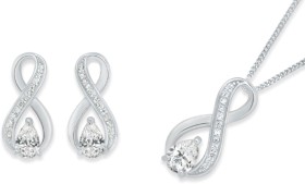 Sterling-Silver-Cubic-Zirconia-Infinity-Pendant-Earrings-Set on sale