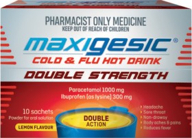 NEW-Maxigesic-Cold-Flu-Hot-Drink-Double-Strength-10-Sachets on sale