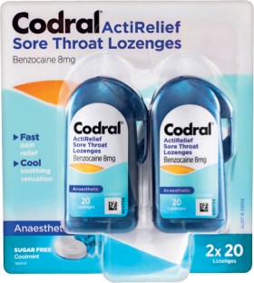 Codral-ActiRelief-Sore-Throat-Lozenges-2-x-20-Lozenges on sale