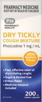 Pharmacy-Health-Dry-Tickly-Cough-Mixture-200mL-Oral-Liquid on sale