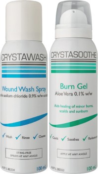 Crystawash-Wound-Wash-Spray-100mL-or-Crystasoothe-Burn-Gel-100mL on sale