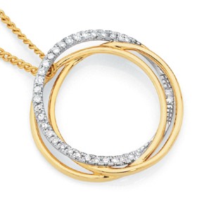 9ct-Gold-Diamond-Triple-Circle-Pendant on sale