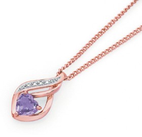 9ct-Rose-Gold-Pink-Amethyst-Heart-Pendant on sale