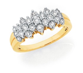 9ct-Gold-Diamond-Cluster-Dress-Band on sale