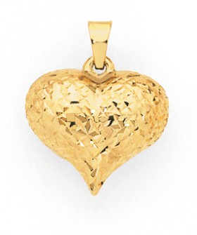 9ct-Gold-Diamond-Cut-Puff-Heart-Pendant on sale