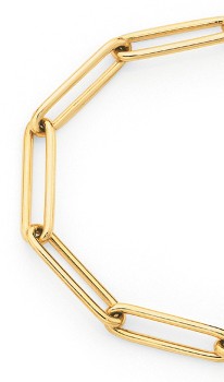 9ct-Gold-19cm-Solid-Paperclip-Bracelet on sale