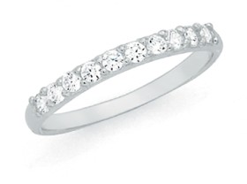 Sterling-Silver-White-Cubic-Zirconia-Eternity-Ring on sale