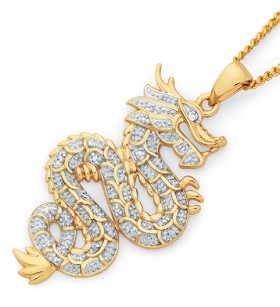 9ct-Gold-Diamond-Dragon-Pendant on sale