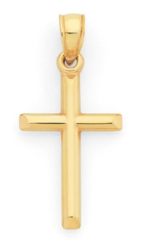 9ct-Gold-21mm-Slanted-Edge-Cross-Pendant on sale