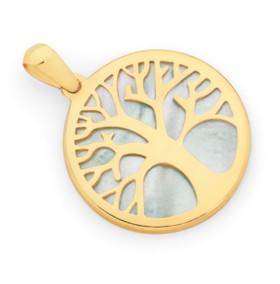 9ct-Gold-White-MOP-Tree-of-Life-Pendant on sale