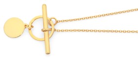 9ct-Gold-19cm-T-Bar-FOB-Disc-Charm-Bracelet on sale