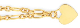 9ct-Gold-on-Silver-19cm-Figaro-31-Heart-Charm-Bracelet on sale