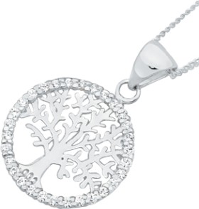 Sterling-Silver-Tree-of-Life-in-Cubic-Zirconia-Circle-Pendant on sale