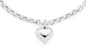Sterling-Silver-45cm-Belcher-With-Puff-Heart-Pendant on sale