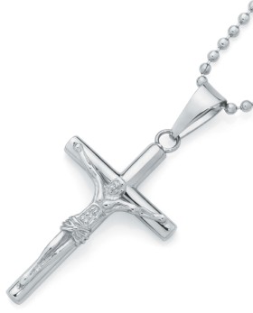 Stainless-Steel-Crucifix-With-55cm-Ball-Chain on sale