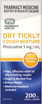 Pharmacy-Health-Dry-Tickly-Cough-Mixture-200mL-Oral-Liquid on sale