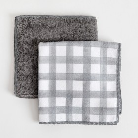 Gingham-Charcoal-Microfibre-Dish-Cloth-by-Essentials on sale