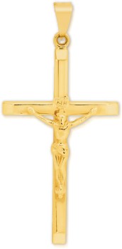 9ct-Gold-40mm-Hollow-Gents-Crucifix-Pendant on sale