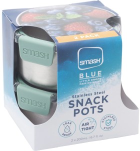 Smash-Blue-Stainless-Steel-Snack-Pots-200mL-2-Pack on sale
