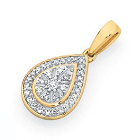 9ct-Gold-Diamond-Pear-Shape-Pendant on sale