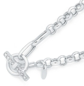 Sterling-Silver-19cm-CZ-Fob-Bracelet on sale