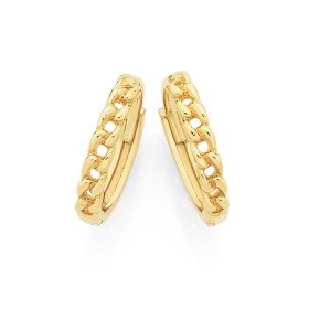 9ct-Gold-Curb-Link-Huggie-Earrings on sale