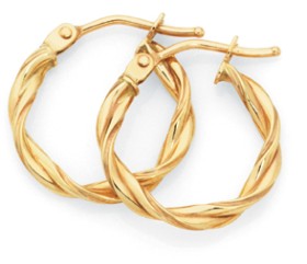 9ct-Gold-10mm-Entwined-Twist-Hoop-Earrings on sale