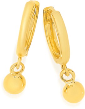 9ct-Gold-Ball-Drop-Huggie-Earrings on sale