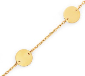 9ct-Gold-185cm-Multi-Discs-Trace-Bracelet on sale