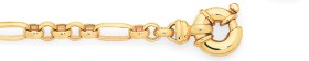 9ct-Gold-19cm-Solid-Belcher-Figaro-Bolt-Ring-Bracelet on sale