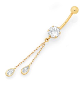 9ct-Gold-CZ-Belly-Bar on sale