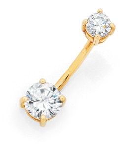 9ct-Gold-Double-Round-CZ-Belly-Bar on sale