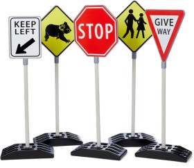 5-Piece-Double-Sided-Australian-Traffic-Signs on sale