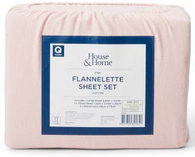 House-Home-Flannelette-Sheet-Set-Pink on sale