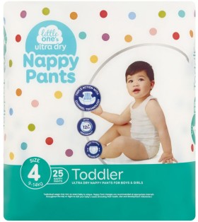 Little-Ones-Ultra-Dry-Nappy-Pants-25-Pack on sale