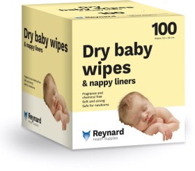 Reynard-Dry-Baby-Wipes-Nappy-Liners-100pk on sale