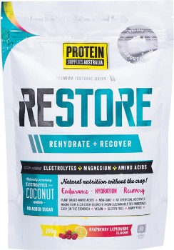 Protein-Supplies-Aust-Restore-Hydration-Recovery-Rasp-Lemonade-200g on sale