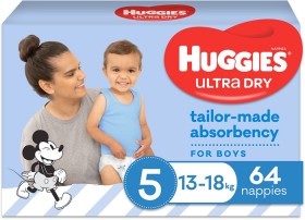Huggies-Ultra-Dry-Nappies-Boy-Size-5-13-18kg-64-Pack on sale