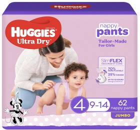 Huggies-Ultra-Dry-Nappy-Pants-Girl-Size-4-9-14kg-62-Pack on sale