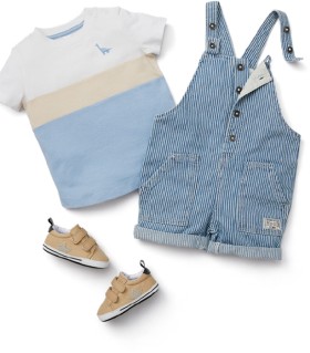 Dymples-Panel-Tee-Ticking-Stripe-Dunga-Baby-Soft-Sole-Tab-Shoes on sale