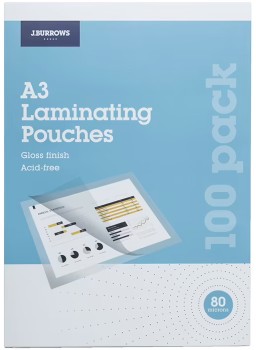 JBurrows-A3-Laminating-Pouch-80-Micron-100-Pack on sale