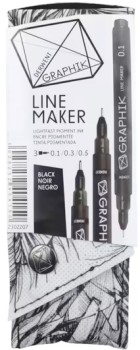 Derwent+Graphik+Line+Maker+Black+3+Pack