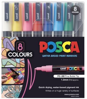 POSCA+PC3M+Paint+Markers+Assorted+8+Pack