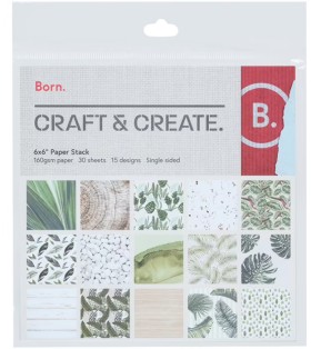 Born-Paper-Stack-15-x-15cm-Botanical-30-Sheetsal on sale