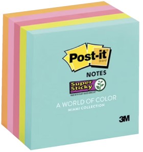 Post-it+Super+Sticky+Notes+76x76mm+Miami+5+Pack
