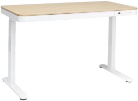 Newhaven+Electric+Sit+Stand+Desk+with+Drawer+1200mm+White%2FOak