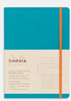 Rhodia+A5+Soft+Cover+Goal+Book+5x5+Grid+Turquoise+Blue