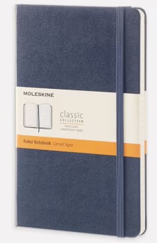 Moleskine+Hard+Cover+Large+Notebook+Ruled+Blue